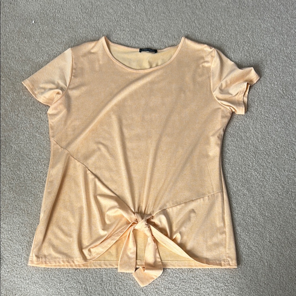 Peach Tie-Front Women's Top